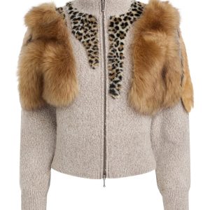 faux-fur wool-blend sweater