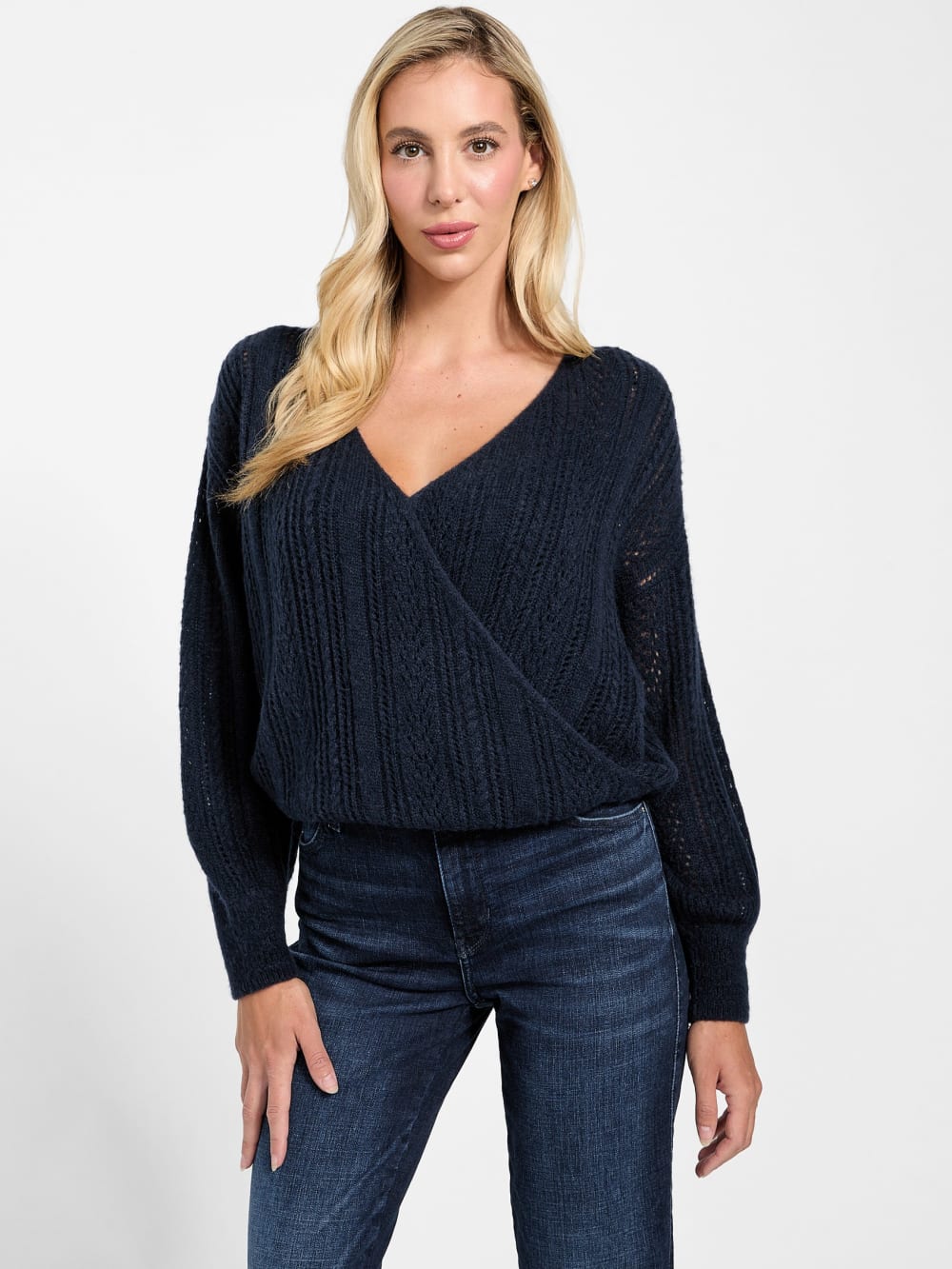 Izabella Wool-Blend Surplice Sweater