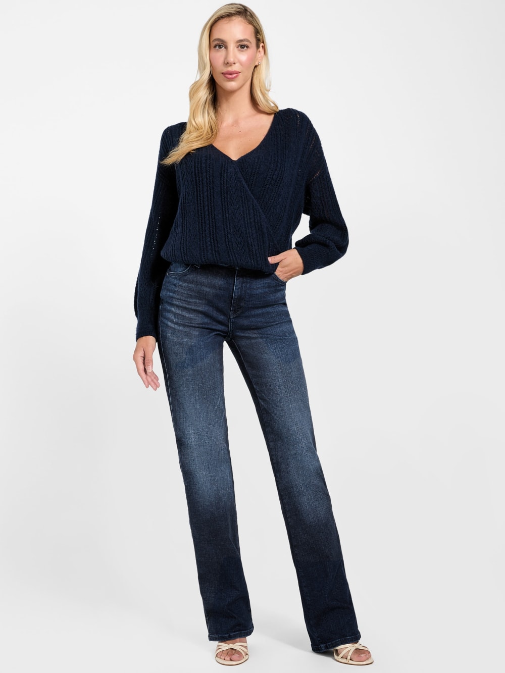 Izabella Wool-Blend Surplice Sweater - Image 2