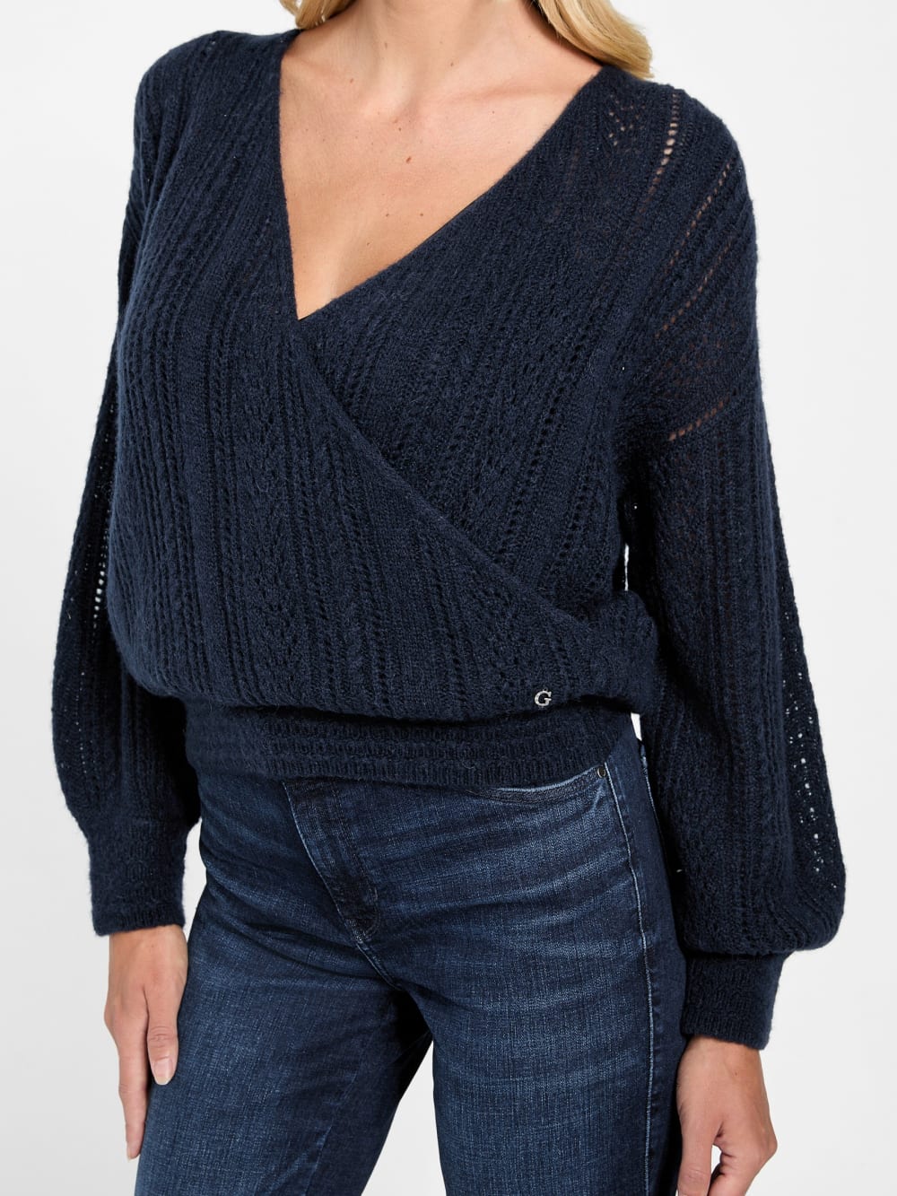Izabella Wool-Blend Surplice Sweater - Image 3