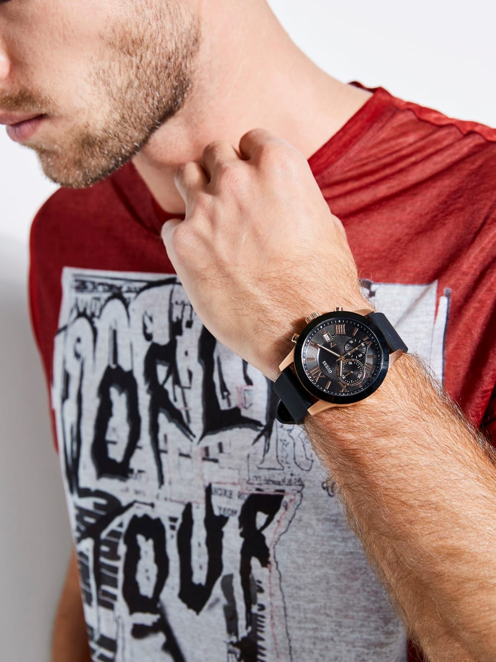 Black and Rose Gold-Tone Multifunction Watch - Image 2