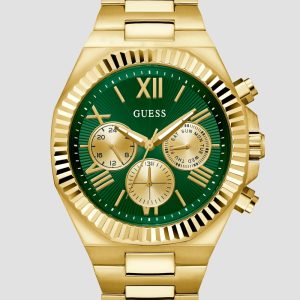 Gold-Tone and Green Multifunction Watch