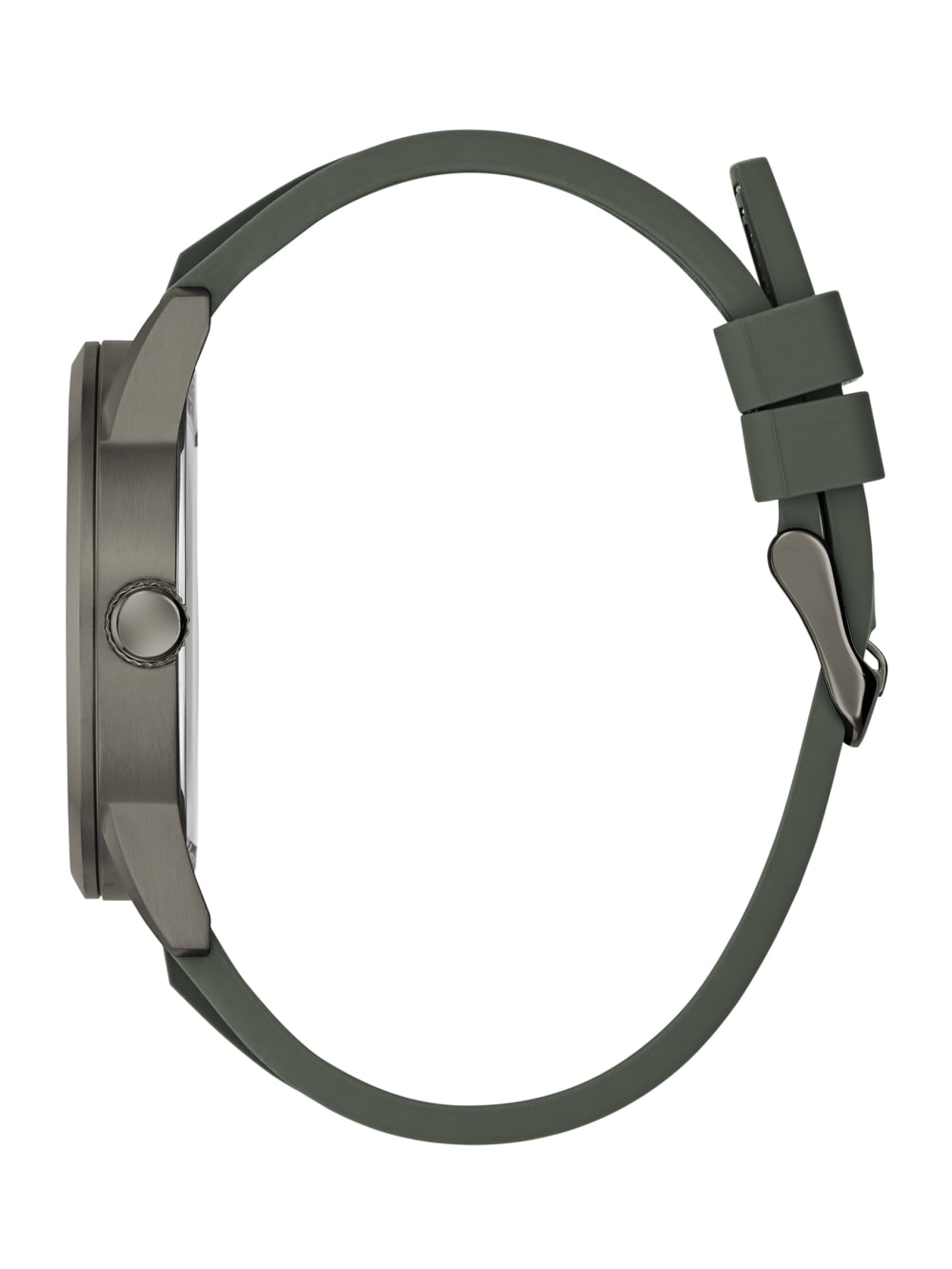 Dark Silver-Tone and Green Silicone Multifunction Watch - Image 3