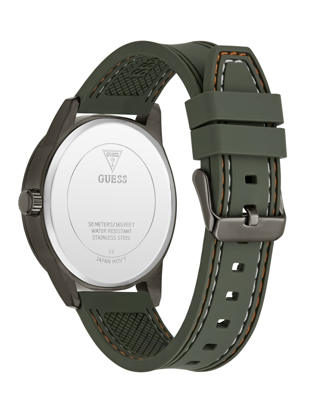 Dark Silver-Tone and Green Silicone Multifunction Watch - Image 4