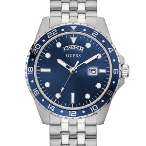 Silver Tone and Blue Sport Watch