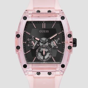 Pink Plastic and Silicone Multifunction Watch