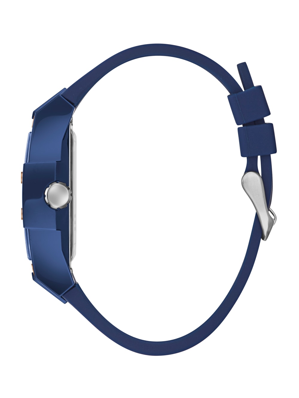 Rose Gold-Tone and Blue Silicone Multifunction Watch - Image 3