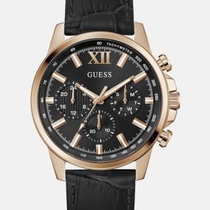 Rose Gold-Tone Leather Multifunction Watch