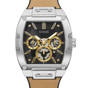 Silver-Tone and Black Multifunction Watch