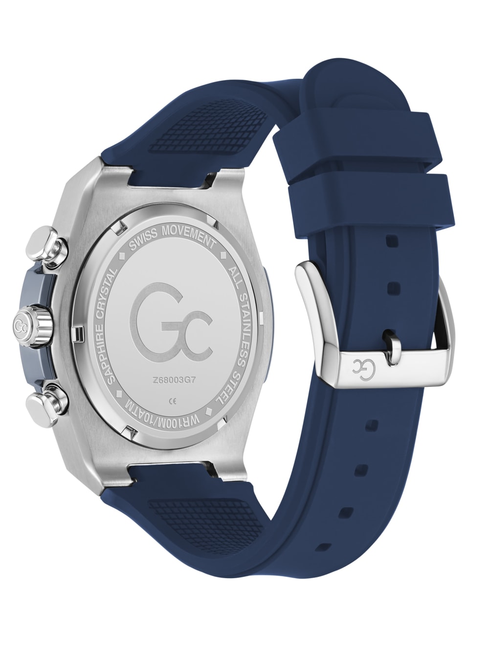 Gc Silver-Tone and Blue Chronograph Watch - Image 3