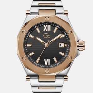 Gc Silver and Rose Gold-Tone Multifunctional Watch