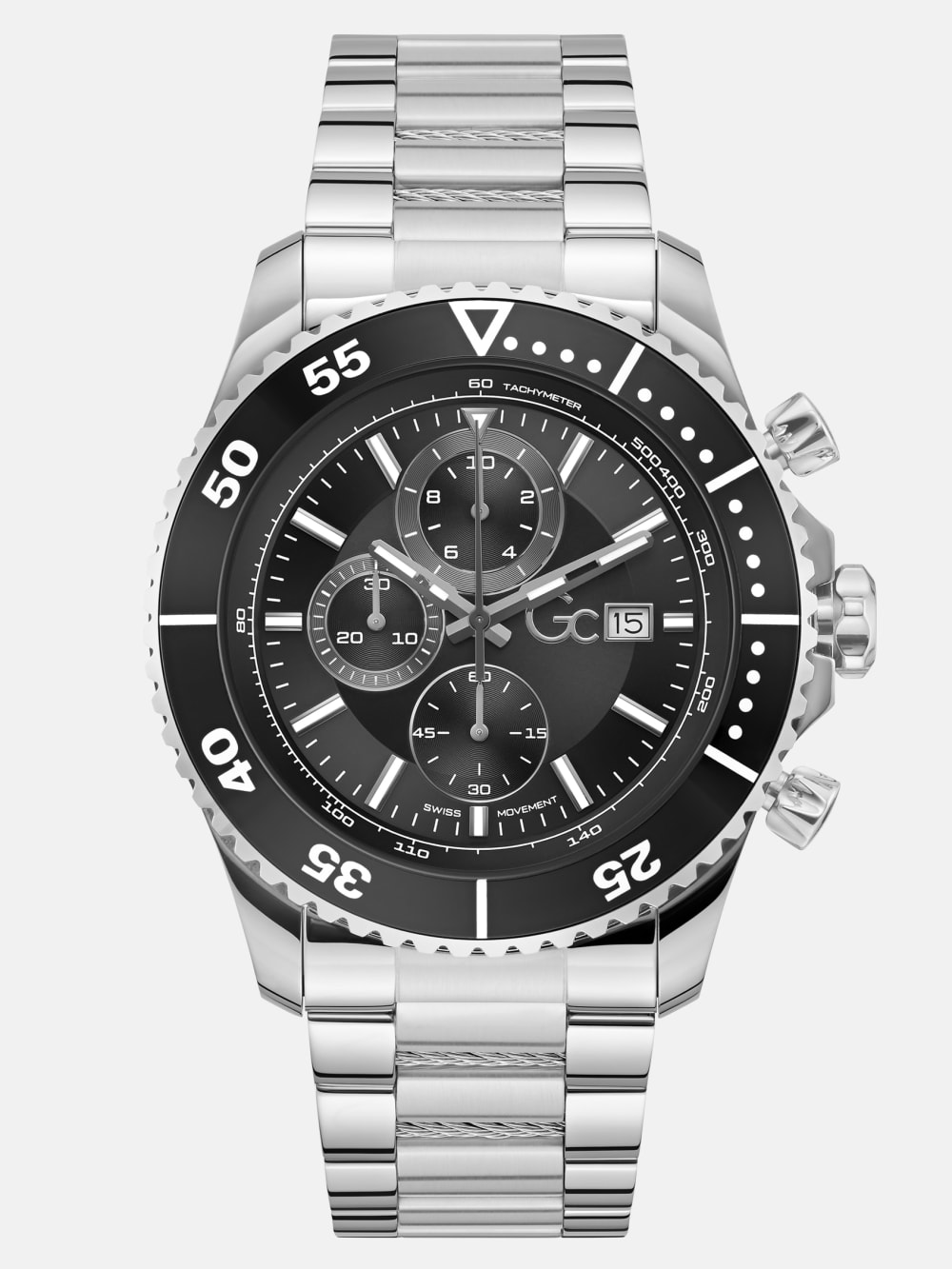 Gc Silver-Tone Chronograph Watch