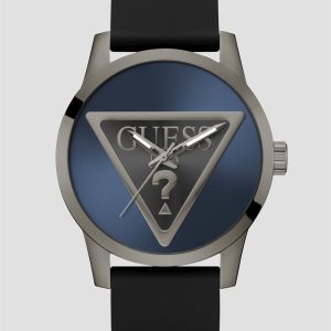 Gunmetal-Tone and Blue Analog Watch