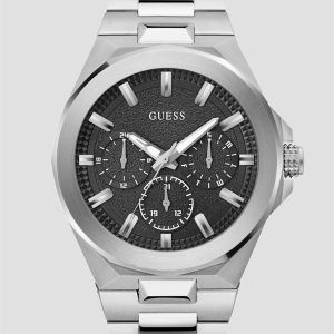 Silver-Tone and Black Multifunction Watch