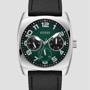 Silver-Tone and Green Multifunction Watch