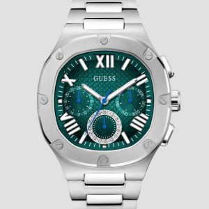 Silver-Tone Square Multifunction Watch