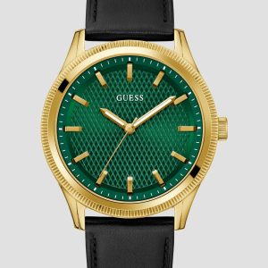 Two-Tone Leather Analog Watch