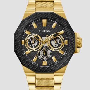 Gold-Tone and Black Textured Multifunction Watch