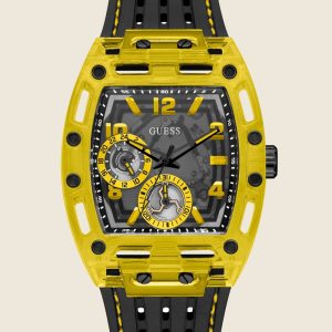 Yellow Exposed Dial Multifunction Watch