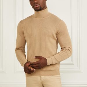 Turtleneck Wool-Blend Ribbed Sweater