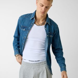 Slim Long-Sleeve Denim Shirt