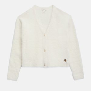 V neck fuzzy cardigan