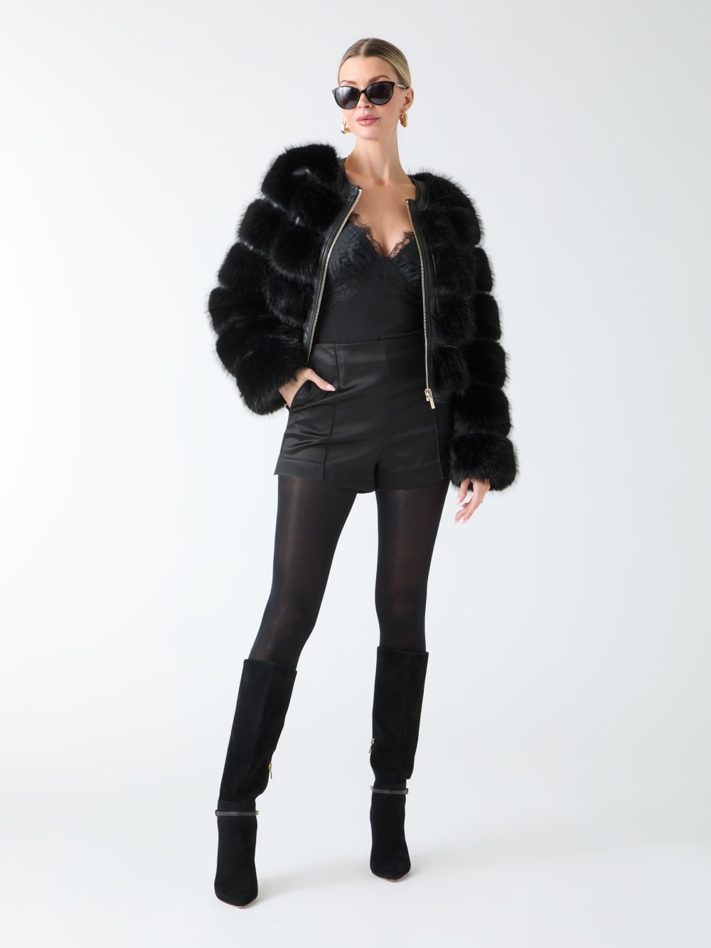 Arielle Cropped Faux-Fur Jacket - Image 2