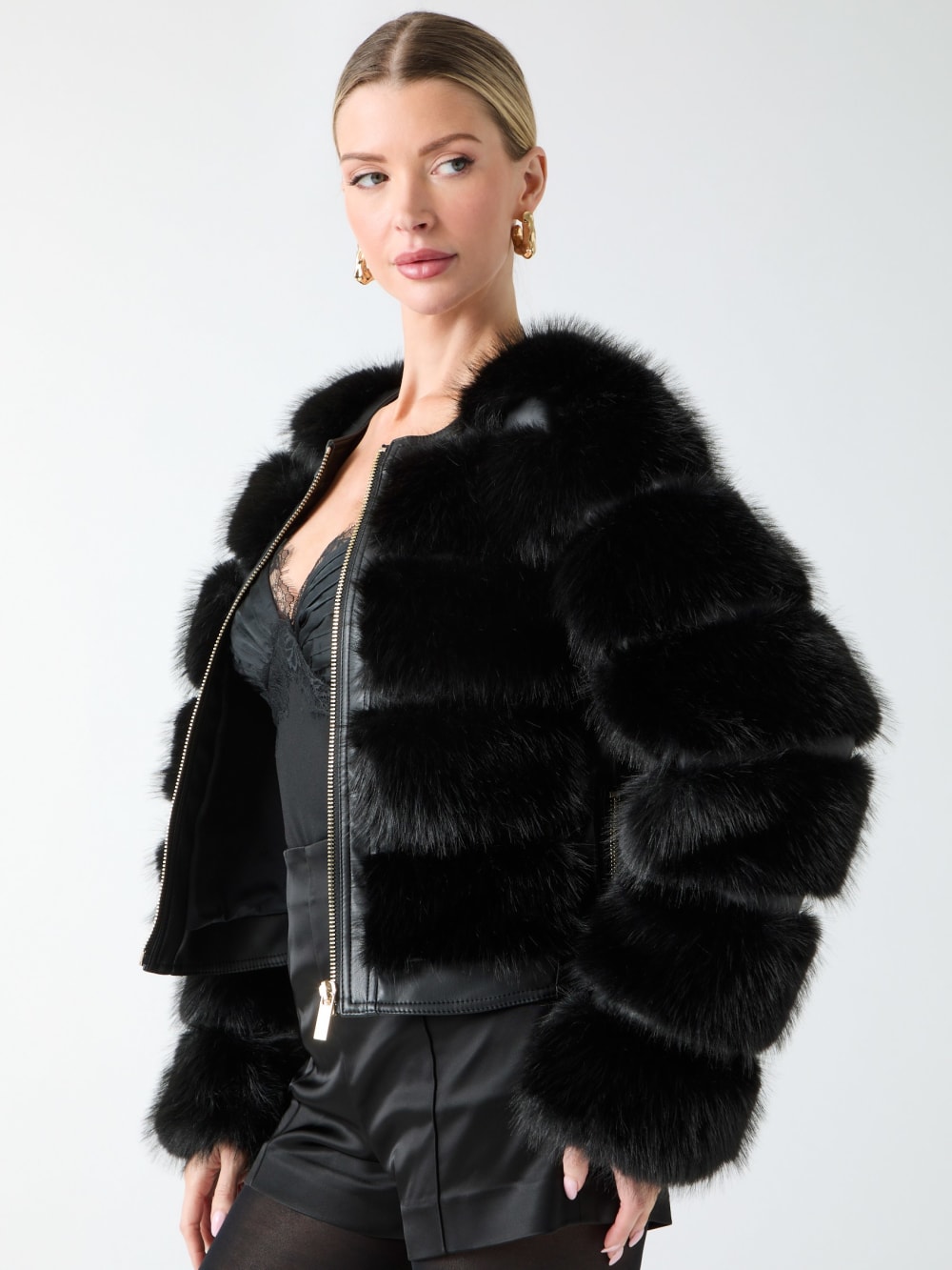 Arielle Cropped Faux-Fur Jacket - Image 3