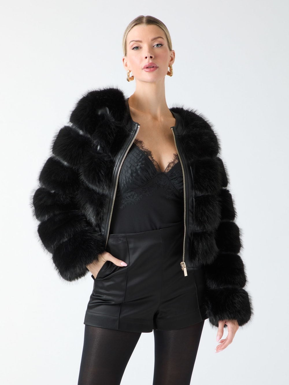 Arielle Cropped Faux-Fur Jacket - Image 5