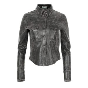 crackle leather jacket