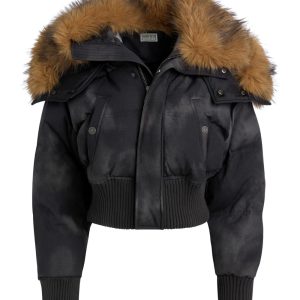 hooded faux-fur puffer jacket