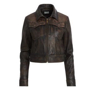 colorblock leather jacket