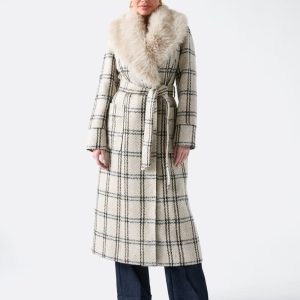Charlize Sequin Plaid Wrap Coat