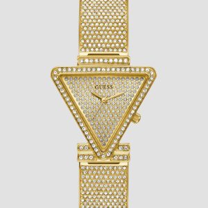 Gold-Tone Crystal Triangle Analog Watch