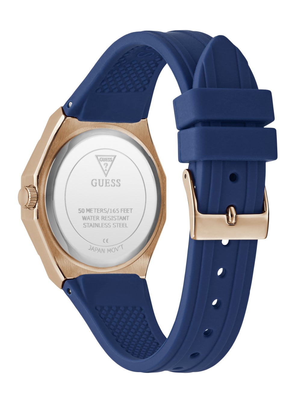 Rose Gold-Tone and Navy Silicone Analog Watch - Image 4