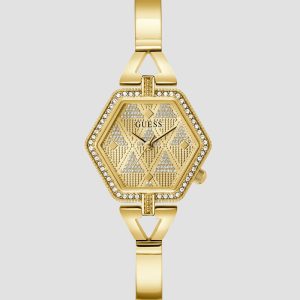 Gold-Tone Hexagon Analog Watch
