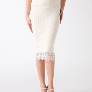Candice Lace-Trim Sweater Skirt