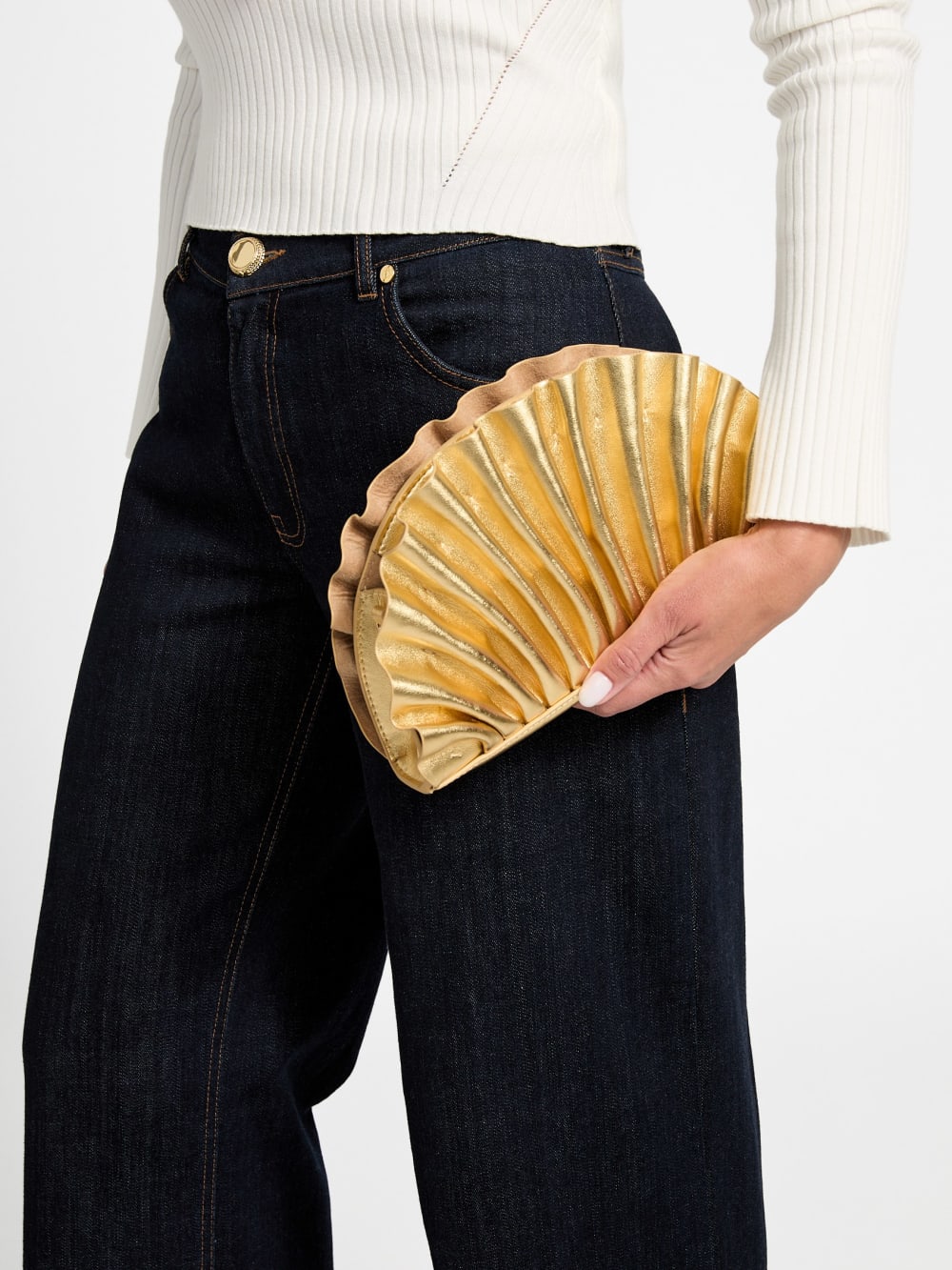 Shelly Metallic Leather Clutch - Image 2