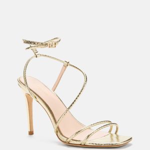 Metallic Leather Strappy Heel