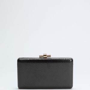 Gold-Tone Python Clutch