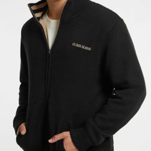 Wool-Blend Logo Zip-Up Sweater