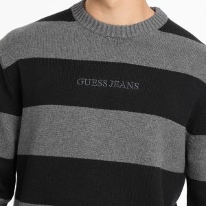Striped Embroidered Logo Sweater