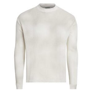 long-sleeve waffle mockneck