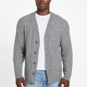 Eco Jeffry Cable-Stitch Cardigan Sweater