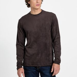 Garrett Knit Faux-Suede Crewneck