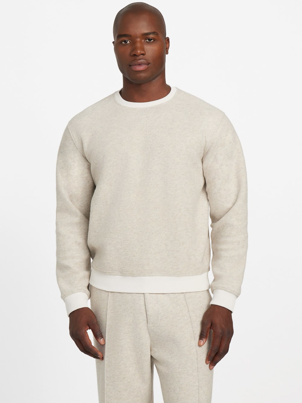 Crewneck Scuba Wool-Blend Melange Sweater