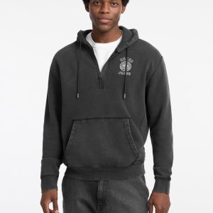 Printed Half-Zip Logo Hoodie