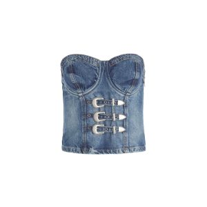 denim buckle bustier