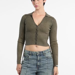 Eco GUESS Originals Shirred Tie Cardigan
