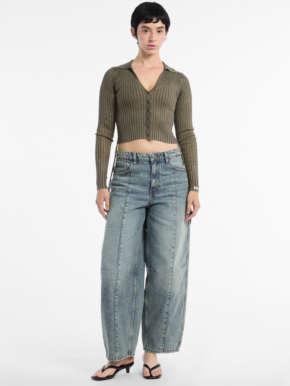 Eco GUESS Originals Shirred Tie Cardigan - Image 2
